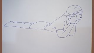 😋😄How to draw Yoga pose Makarasana  Drawing [upl. by Magdau329]