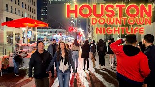 Downtown Houston Nightlife City Walk And Bars 2023 4K [upl. by Eunice]