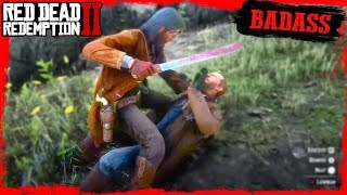 RDR2 Badass John Marston MACHETE Rampage Euphoria Ragdoll funny moments Gameplay🤠🤠🤠 [upl. by Schnorr]