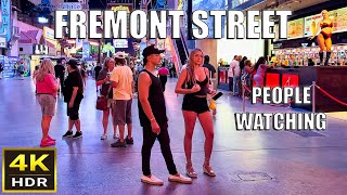 Fremont Street Las Vegas Hot Summer Night People Watching [upl. by Bryan]