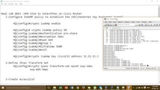 LAB GNS3  Configure VPN Site to SiteIPSec on Cisco Router Step by Step [upl. by Raynold]