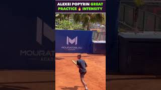 POPYRIN GREAT INTENSITY IN PRACTICE tennis shorts [upl. by Iroak]