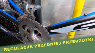 Regulacja przedniej przerzutki rower szosowy jak ustawić wyregulować zamontować przednią przerzutkę [upl. by Noillid]