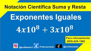 NOTACIÓN CIENTÍFICA SUMA Y RESTA CON IGUAL EXPONENTE [upl. by Gideon]