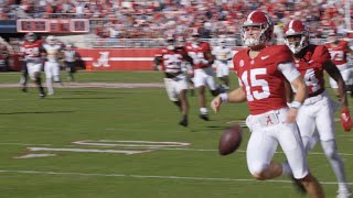 Alabama QB Ty Simpson drops ball before goalline on 79yd TD run [upl. by Ahsinal30]