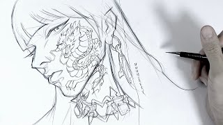 ✨ HOW I SKETCH 8  FACE WITH DRAGON TATTOO ✨ [upl. by Auburta396]