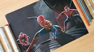 Drawing SpiderMan No Way Home Tobey Maguire Andrew Garfield and Tom Holland [upl. by Karim868]