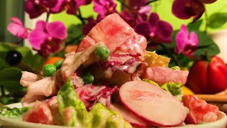 Radish Pea Tomato Radicchio Romaine Salad with Garlic Cashew Dressing  Take 3 [upl. by Anitreb]