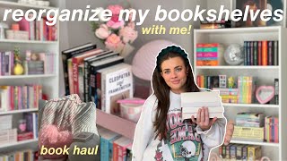 organize amp decorate my bookshelves with me  book haul [upl. by Stoeber]