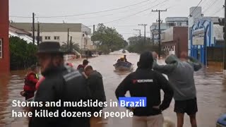 Rescue efforts underway as dozens killed in Brazil floods [upl. by Ener656]