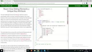 freecodecampReact Give Sibling Elements a Unique Key Attributesolution [upl. by Wilber319]