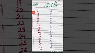 Class 6th CEP  PT 07  MATH  ANSWER KEY STUDY ANYTIME [upl. by Regnig]