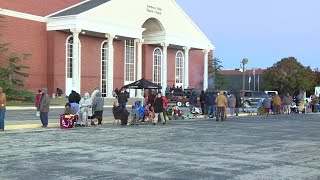 Long line forming for 15th annual Turkey Giveaway [upl. by Alet]