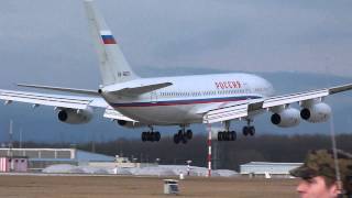 HD Rossiya Ilyushin IL96 landing at GenevaGVALSGG [upl. by Ecnarrot]