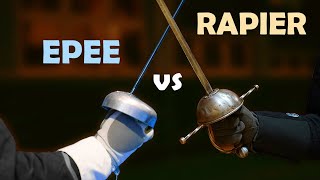 Italian Rapier vs Sports Epee  HEMA vs Sport fencing  Weapon Confrontations  part 1 [upl. by Eyks]