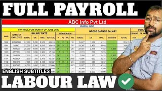 🔴How to make Payroll in Excel for beginners  Payroll Calculation as per Labour Laws [upl. by Eeral251]