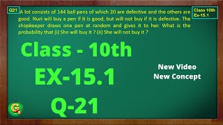 Ex 151 Q21 Class10  Probability  Exercise 151  Class10 Math  Class10 Ex 151 Q21  Green Board [upl. by Neiman884]