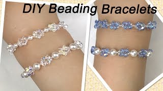 Easy DIY Beading Bracelets with Swarovski Pearls and Swarovski Crystal Bicone Beads [upl. by Attelrahs731]