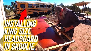 Cut and Install Recycled Materials in Skoolie Build  Favorite Tools to Use  King Size Headboard [upl. by Manoop]