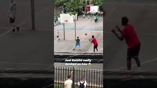 The time when Joel Embiid played pickup and windmill dunked on a random guy at the park 😂 [upl. by Grussing]