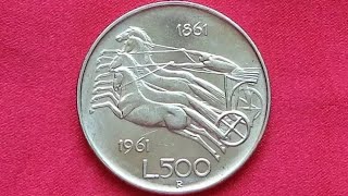 ITALY SILVER 500 Lire 1961 Italian Unification Centennial Италия 500 Лир 100 Летие Объединения [upl. by Arymat]