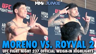 Brandon Moreno vs Brandon Royval 2 Official WeighIn Highlights  UFC Fight Night 237 [upl. by Sontich]