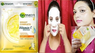 Garnier vitamin c sheet mask honest review How to apply sheet mask Skin whitening sheet mask [upl. by Pickard]