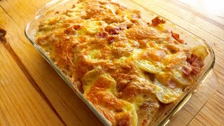 PAPAS GRATINADAS CON JAMON Y TOCINO [upl. by Anahsor]