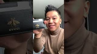 Unboxing Gucci Black Leather Animalier Card Case Card Holder Wallet 💚❤️🐝 [upl. by Wollis858]