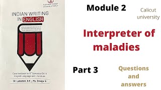 Interpreter of maladies by Jhumpa Lahiri Questions and answers Indian writing Calicut university 5th [upl. by Yentruoc]