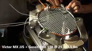 Badminton Stringing  Victor Meteor X JJS  Gosen R4X110  25 x 275 lbs [upl. by Afihtan]