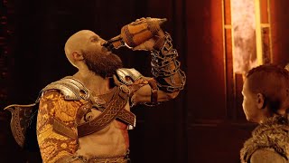 God of War 4  Kratos amp Atreus Drink Wine From Sparta God of War 2018 PS4 Pro [upl. by Corliss851]