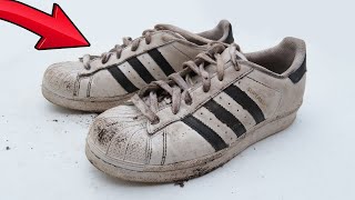 Cleaning The Dirtiest Adidas Superstars Ever  How To Whiten Adidas Superstars [upl. by Ariella]