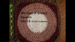 Crochet 365 Days Granny Squares Day 13 Circle to Square [upl. by Aphrodite]