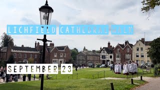 Lichfield Cathedral Outside Walk Tour UK Tourist Spot Staffordshire England UK [upl. by Tacklind910]