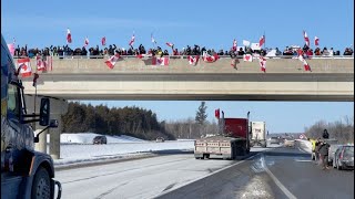 RAW Freedom Convoy supporters on Dilworth Road HWY 416 overpass [upl. by Dyane8]