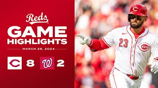 Nationals vs Reds Game Highlights 32824  MLB Highlights [upl. by Chamkis]