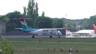 Luxair Bombardier DHC8400 LXLQI takeoff at Berlin Airport [upl. by Brelje]