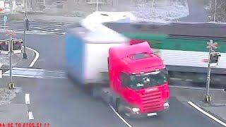 TRAINS VS TRUCKS caught on camera [upl. by Germayne988]