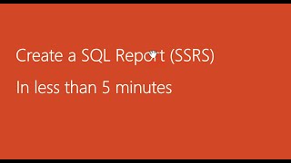 Learn how to create SQL Reports SSRS in less than 5 minutes ssrs tutorial for beginners [upl. by Leventis]