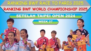 Ranking BWF Race To Paris 2025 │ BWF World Championship 2025 │ Setelah Taipei Open 2024 │ [upl. by Legir]