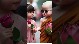 cute baby moment of monk 🥰❤️ shortsvideo monk shorts [upl. by Sibby]