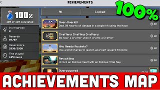 Minecraft Bedrock 121 ACHIEVEMENT MAP Unlock All Achievements Fast HACKED MAP [upl. by Aicilet922]