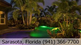 Top 10 Outdoor Lighting and Swimming Pool Lights with Natural Stone Waterfalls in Sarasota FL [upl. by Onitnelav]