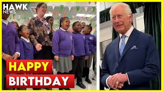 King Charles Receives Sweet Rendition of ‘Happy Birthday’ During Food Hub Visit [upl. by Hershell]