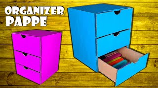 Schubladen für den Schreibtisch basteln Organizer aus Pappe  cardboard smart drawer chest DIY [upl. by Naylor]