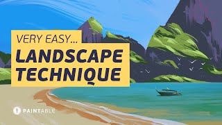 Landscape Digital Painting for Beginners  Paintable Digital Art Tutorial [upl. by Saticilef422]