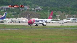 エーデルワイス WK1453便 EDW A330 岡山空港 edelweiss air [upl. by Knudson909]