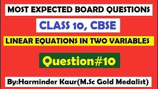 IMPORTANT BOARD EXAM QUESTIONS CLASS 10 LIN EQNS 2 VARIABLES Q10 [upl. by Trista]