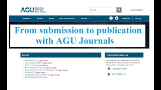 From submission to publication with AGU Journals [upl. by Adnahsat]